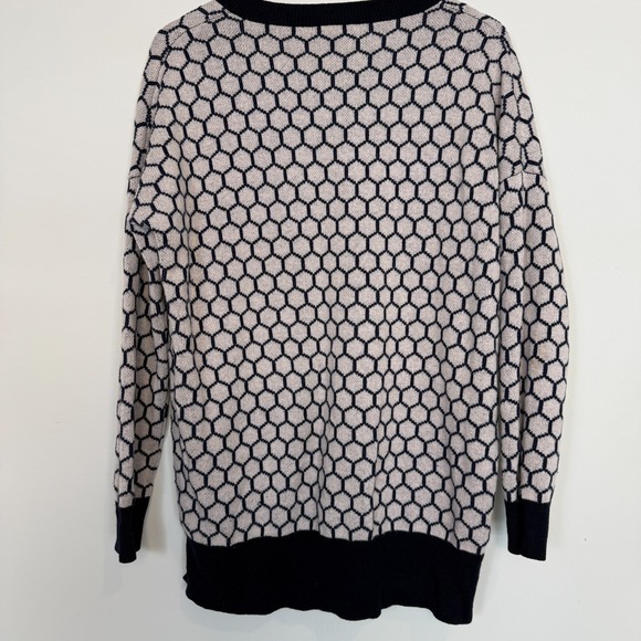 Vince Wool Cashmere Womens V Neck Sweater Large Geometric Honeycomb - Picture 4 of 10